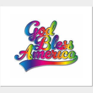 God Bless America Rainbow logo Posters and Art